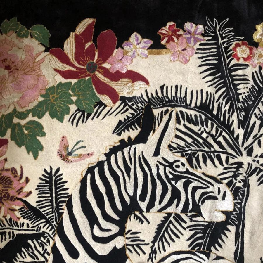 Zebra Waltz Black 250x250cm Hand Tufted Rug made to Order 9x12 10x14