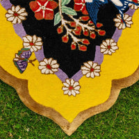 Mughal Flower Show 300x76cm Hand Tufted Runner Rug Yellow color hand made rugs made to order