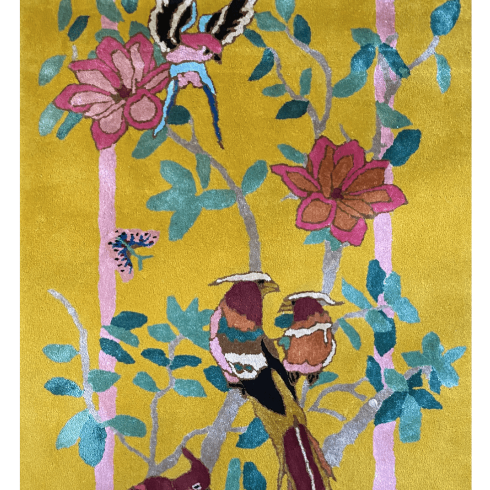 Chinese Garden Yellow Hand Made Of Virtue Hand Tufted Rug