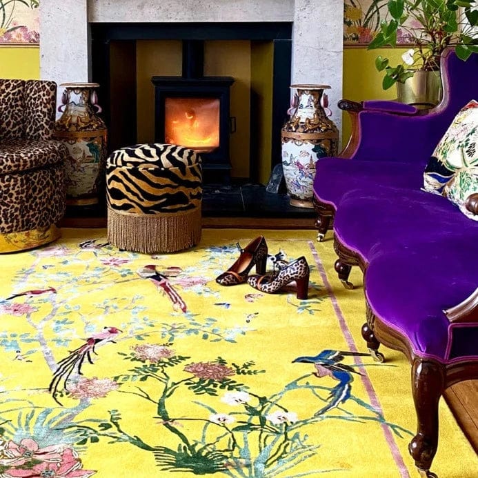 Chinese Garden Yellow Hand Made Of Virtue Hand Tufted Rug