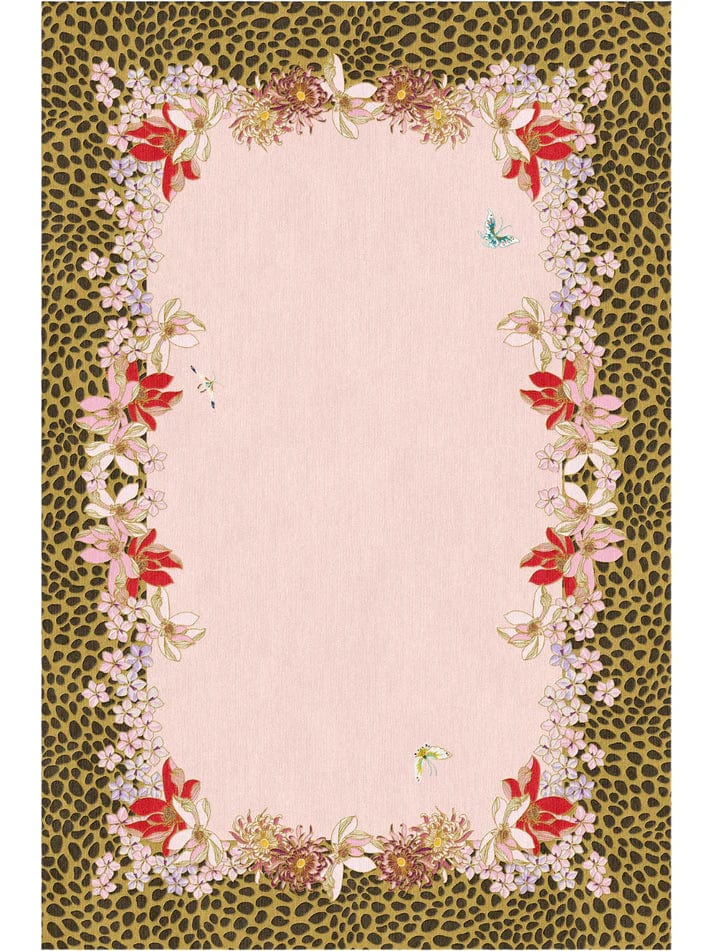 Leopard Florals Pink 9x12 coustm size Hand Tufted Rug PRE ORDER