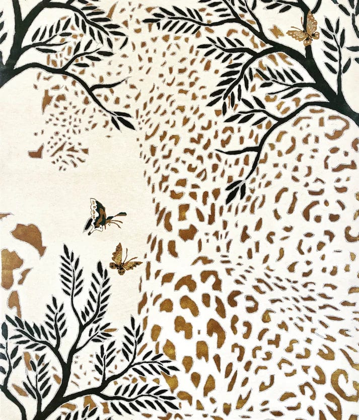 Leopard Gold Silk tree Coustm Size Hand Tufted Rug Made To Order