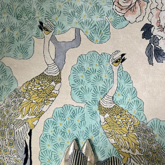 Peacock Gold Tree Hand Tufted Rug PRE ORDER 6x9 ft 7x10 ft rugs