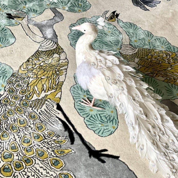 Peacock Gold Tree Hand Tufted Rug PRE ORDER 6x9 ft 7x10 ft rugs