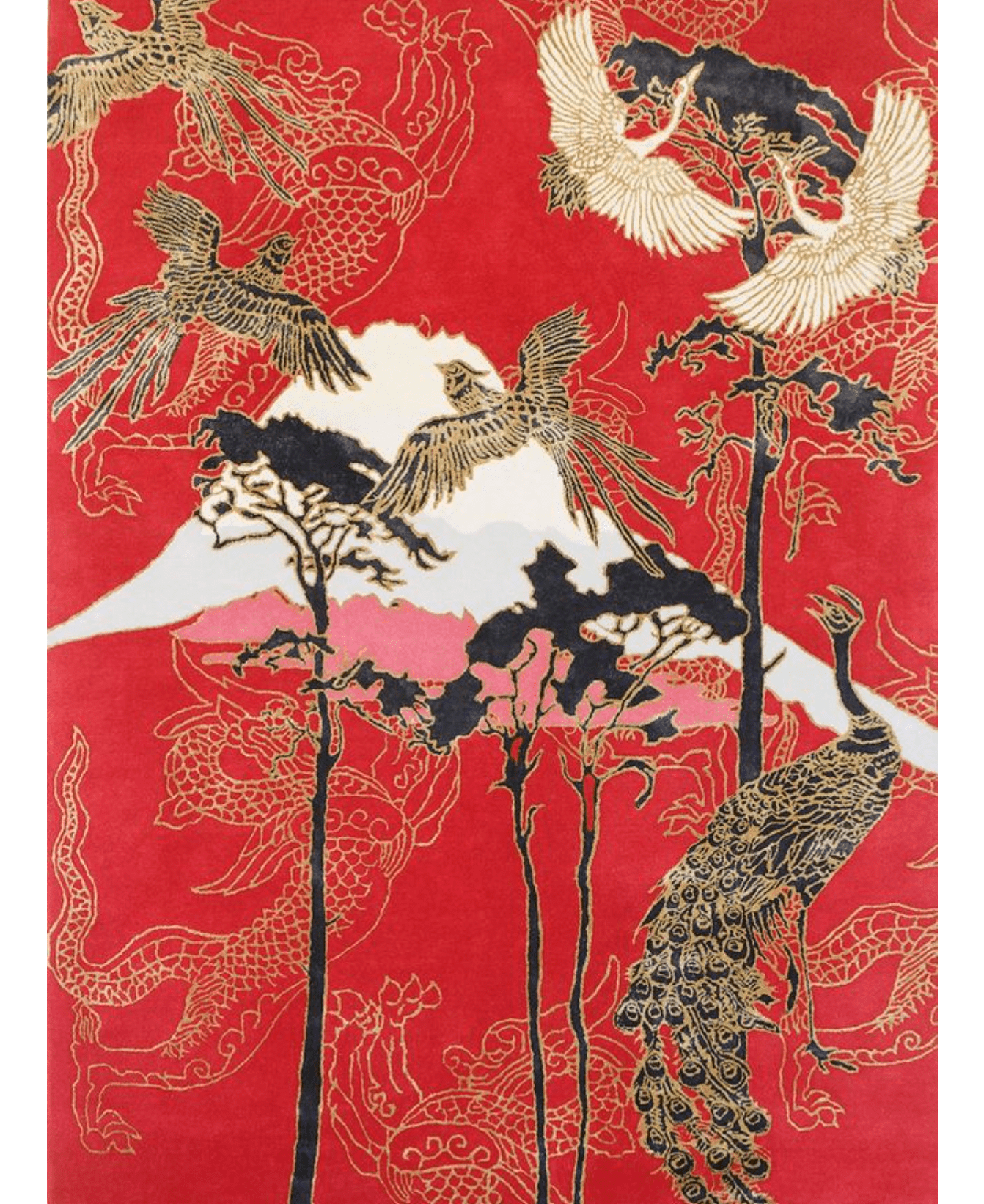 Chinese Garden Red Hand Made Of Virtue Hand Tufted Rug (Copy)