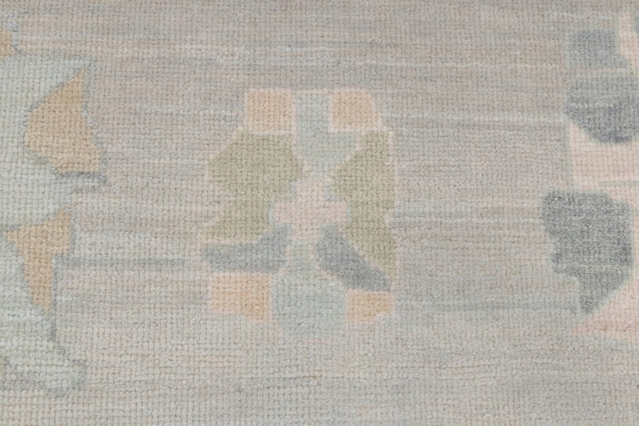 Hand-Knotted Oushak Rug with Pastel Floral Motifs, Light Beige Turkish Area Rug, Vintage-Inspired Bohemian Decor, 5x8 Unique Botanical Design