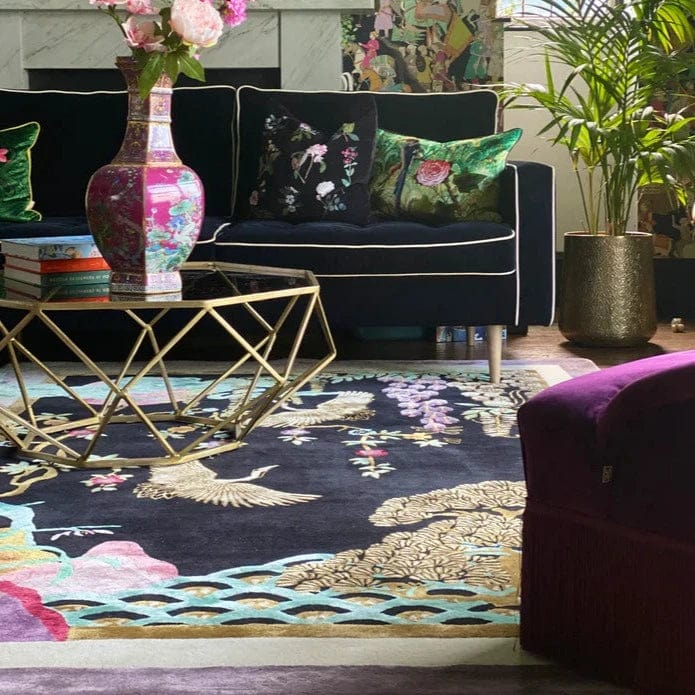 Eternity Dark 244x152cm Hand Tufted Rug Black Bird Hand Made Rug