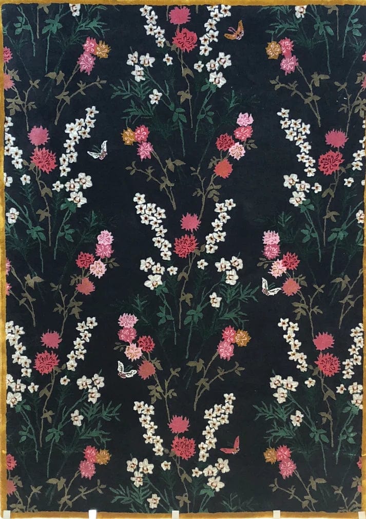 Flowers Of Virtue Graphite Hand Tufted Rug 5x8 6x9 coustom size rugs Made to order