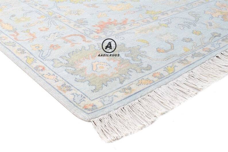 Blue Oushak with Multicolours rug multi size 8x10/9x12/10x14 Hand-knotted Vintage Oushak Wool Area Rug for Living Room, Dining room. area rugs