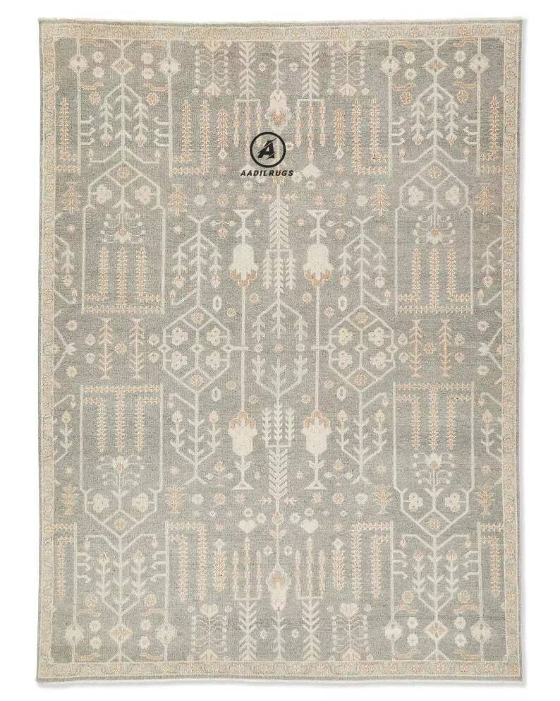 Modern Oushak Wool Rug 8x10,Gray Turkish rug for living room,Bedroom,Office,9x12,8x10 Area Rugs