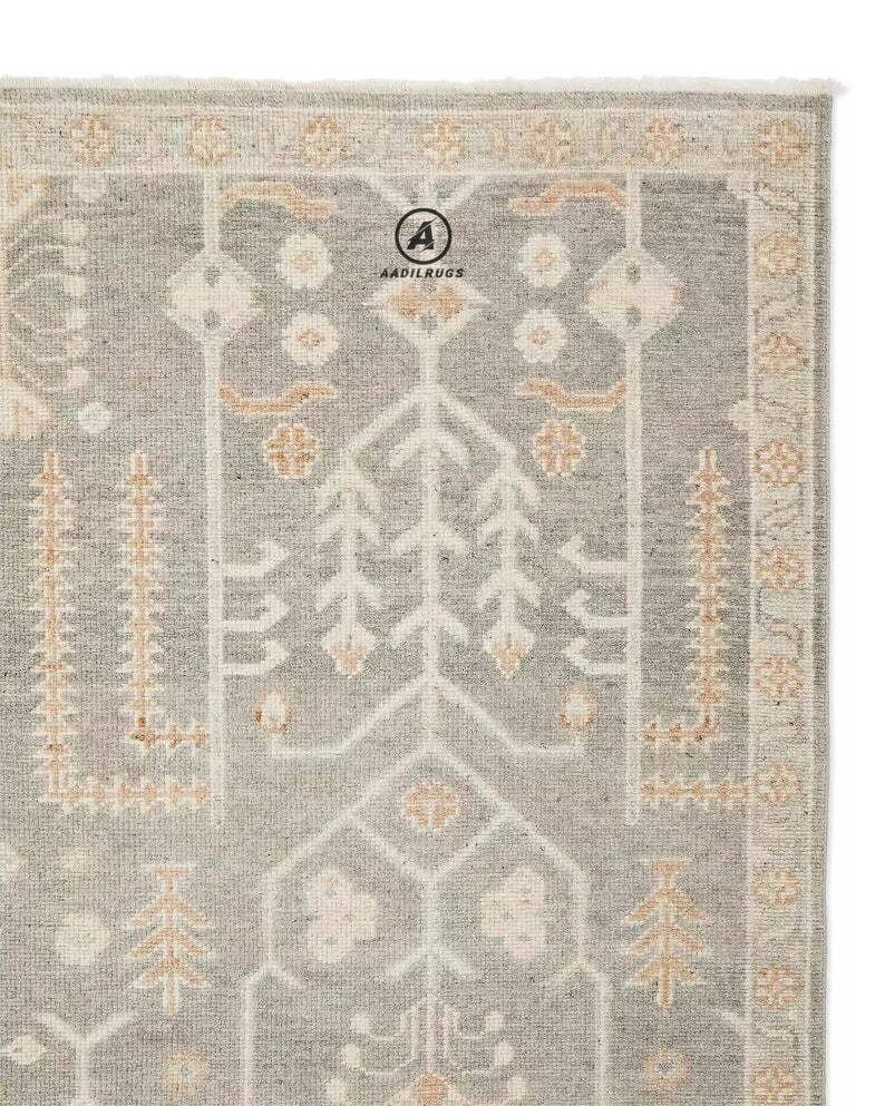 Modern Oushak Wool Rug 8x10,Gray Turkish rug for living room,Bedroom,Office,9x12,8x10 Area Rugs