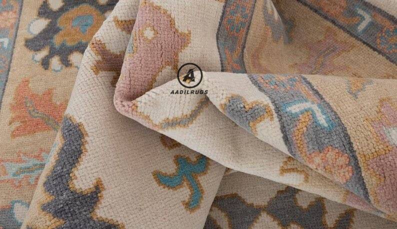 10X14 Beige and Pink Oushak rug muted multi size 8x10/9x12/10x14 Hand-knotted Vintage Oushak Wool Area Rug for Living Room, Dining room.