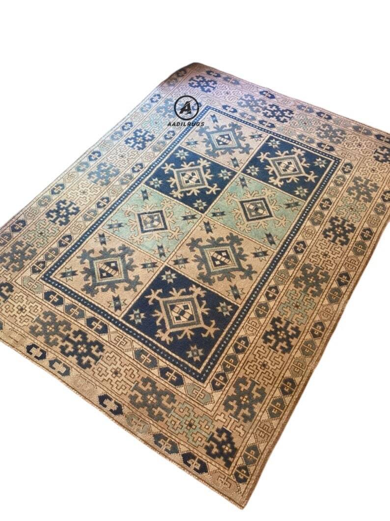 Modern Oushak Rug 7x10 Turkish Oushak Rug/ Hand-Knotted Wool Rug/ Multicolor Contemporary Rug/ Natural dyes/ Girls Room Rug/ Wedding Room rug