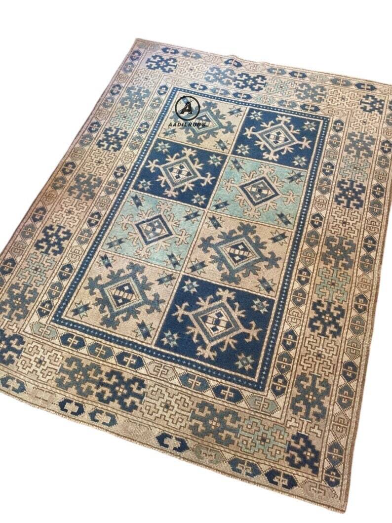 Modern Oushak Rug 7x10 Turkish Oushak Rug/ Hand-Knotted Wool Rug/ Multicolor Contemporary Rug/ Natural dyes/ Girls Room Rug/ Wedding Room rug