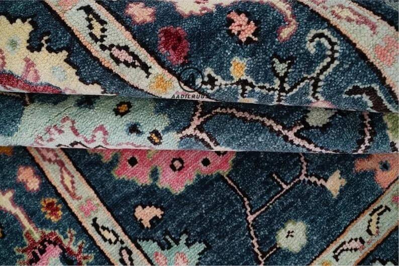 Modern Oushak Rug 7x10 Turkish Oushak Rug/ Hand-Knotted Wool Rug/ Multicolor Contemporary Rug/ Natural dyes/ Girls Room Rug/ Wedding Room rug