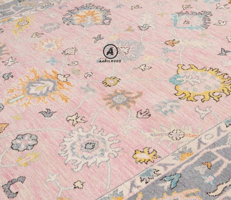 Modern Oushak Rug 7x10 Turkish Oushak Rug/ Hand-Knotted Wool Rug/ Multicolor Contemporary Rug/ Natural dyes/ Girls Room Rug/ Wedding Room rug