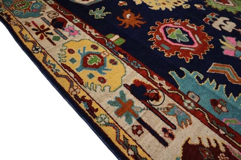 Muted Modern Oushak Rug- Turkish Wool Area Rug with Gray Base and Pastel Floral Accents. boho rug, oriental rug, dining room, bedroom,rug