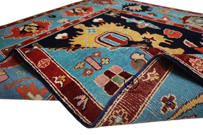 Modern pink Oushak Rug Handwoven Turkish Wool Area Rug with soft Black And Sky Blue Tones for bedroom,living room in multiple size,9x12,10,14
