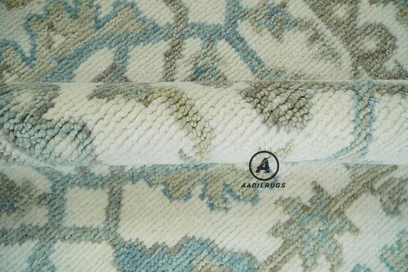 Vintage-Style Turkish Wool Carpet- Bohemian Beige Oushak Home Decor large area rug