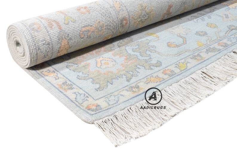 Blue Oushak with Multicolours rug multi size 8x10/9x12/10x14 Hand-knotted Vintage Oushak Wool Area Rug for Living Room, Dining room. area rugs