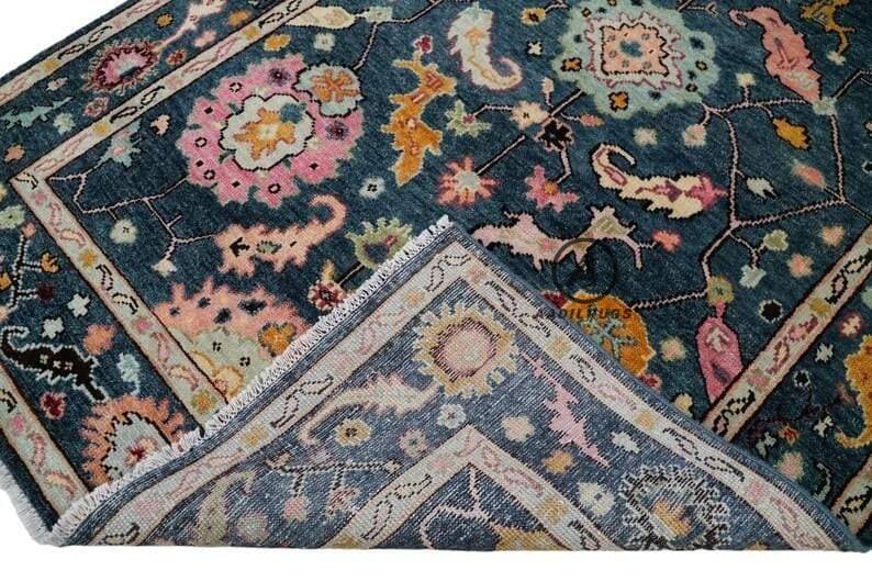 Modern Oushak Rug 7x10 Turkish Oushak Rug/ Hand-Knotted Wool Rug/ Multicolor Contemporary Rug/ Natural dyes/ Girls Room Rug/ Wedding Room rug