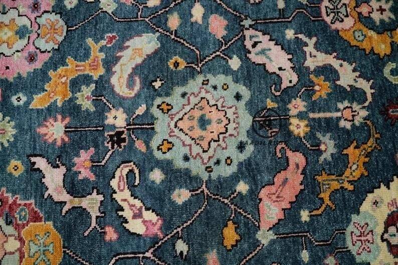 Modern Oushak Rug 7x10 Turkish Oushak Rug/ Hand-Knotted Wool Rug/ Multicolor Contemporary Rug/ Natural dyes/ Girls Room Rug/ Wedding Room rug