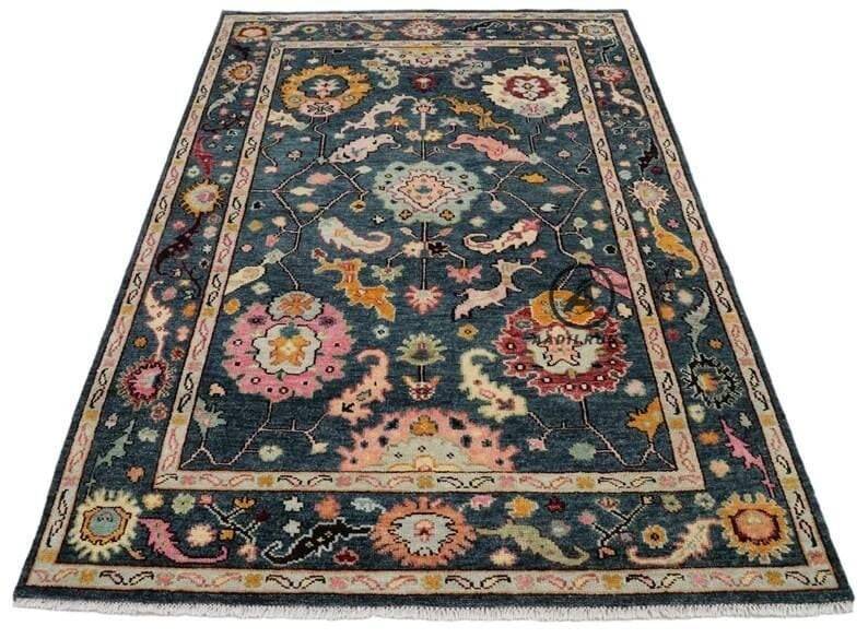 Modern Oushak Rug 7x10 Turkish Oushak Rug/ Hand-Knotted Wool Rug/ Multicolor Contemporary Rug/ Natural dyes/ Girls Room Rug/ Wedding Room rug