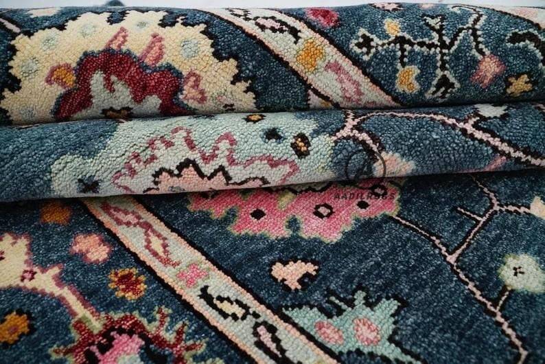 Modern Oushak Rug 7x10 Turkish Oushak Rug/ Hand-Knotted Wool Rug/ Multicolor Contemporary Rug/ Natural dyes/ Girls Room Rug/ Wedding Room rug