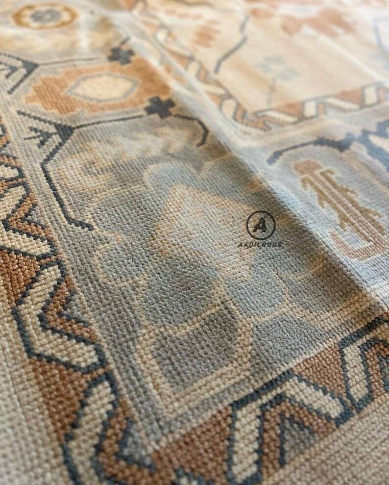 Modern Oushak Rug 7x10 Turkish Oushak Rug/ Hand-Knotted Wool Rug/ Multicolor Contemporary Rug/ Natural dyes/ Girls Room Rug/ Wedding Room rug