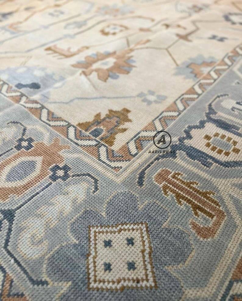 Modern Oushak Rug 7x10 Turkish Oushak Rug/ Hand-Knotted Wool Rug/ Multicolor Contemporary Rug/ Natural dyes/ Girls Room Rug/ Wedding Room rug