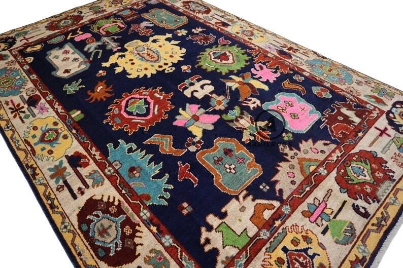 Muted Modern Oushak Rug- Turkish Wool Area Rug with Gray Base and Pastel Floral Accents. boho rug, oriental rug, dining room, bedroom,rug