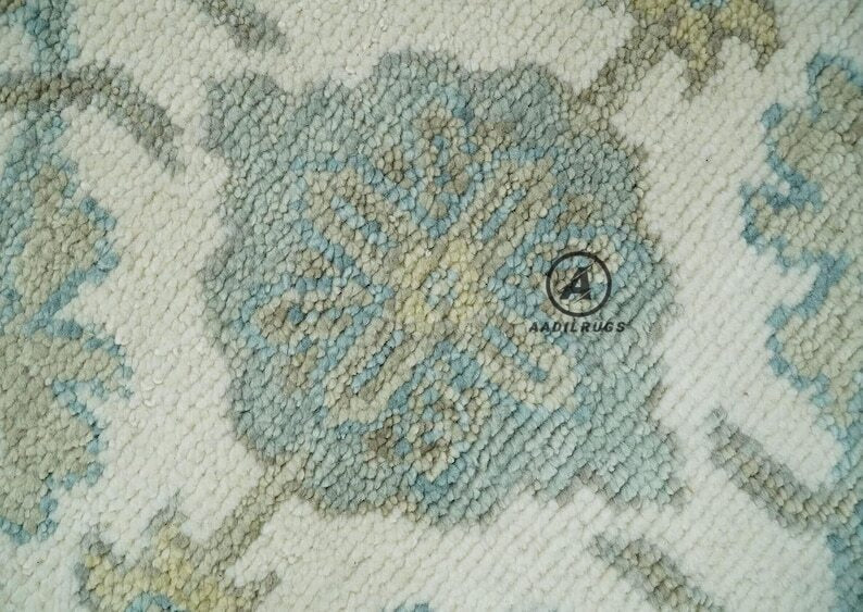 Vintage-Style Turkish Wool Carpet- Bohemian Beige Oushak Home Decor large area rug