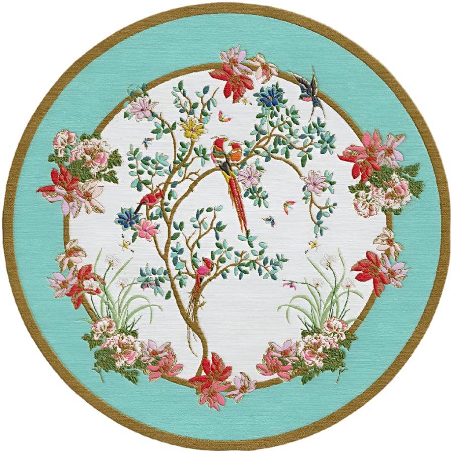 Okinawa Ocean Circular Hand Tufted Rug Round shape sky blue rug