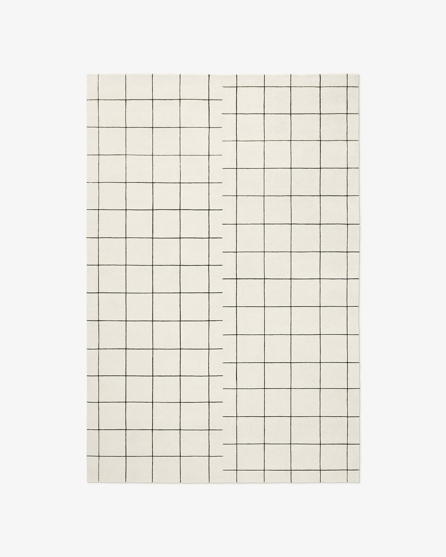 Simple Geometric Grid Rug for Living Room - Modern Bauhaus Style - Minimalist Black and White Carpet