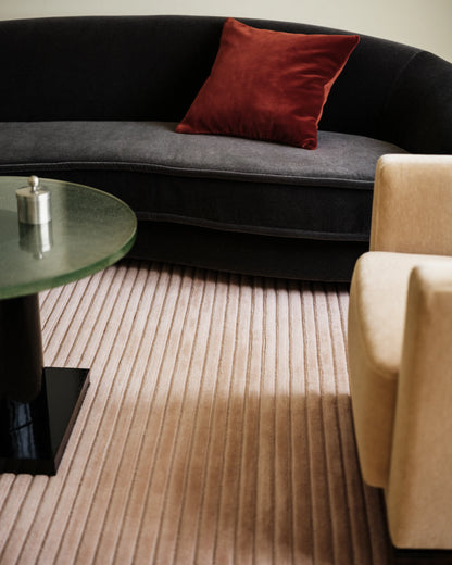 Modern Minimalist Rose Pink Hand-Tufted Woolen Area Rug with Linear Texture for Living Room