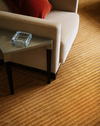 Modern Camel Brown Hand-Tufted Wool Area Rug with Linear Texture for Living Room