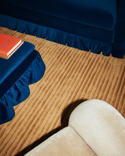 Modern Camel Brown Hand-Tufted Wool Area Rug with Linear Texture for Living Room
