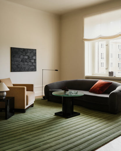 Premium Olive Green Hand-Tufted Woolen Rug featuring Horizontal Stripes | Cozy Soft Texture Custom Size Area Rug for Modern Home Interior