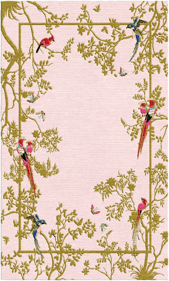 Jardin de Orient Pink & Gold custom size  Hand Tufted Rug PRE ORDER