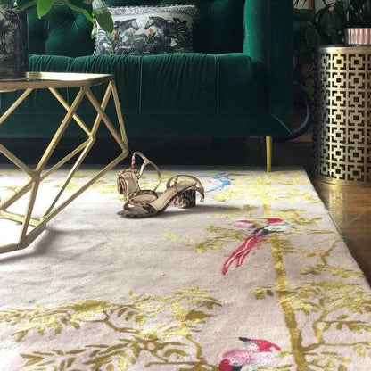 Jardin de Orient Pink & Gold custom size  Hand Tufted Rug PRE ORDER
