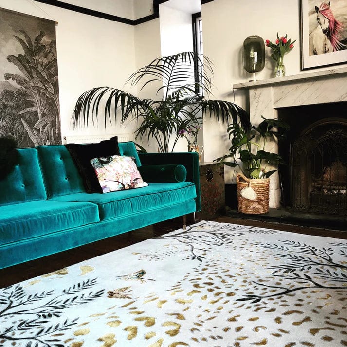 Leopard Gold Silk tree Coustm Size  Hand Tufted Rug Made To Order