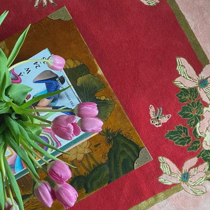 Peace Love & joy Red 9x12 ft Hand Tufted Rug coustmize hand tufted rugs
