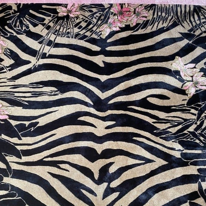 Tiger Florals Hand Tufted Rug PRE ORDER Black And White Zebra design Rugs