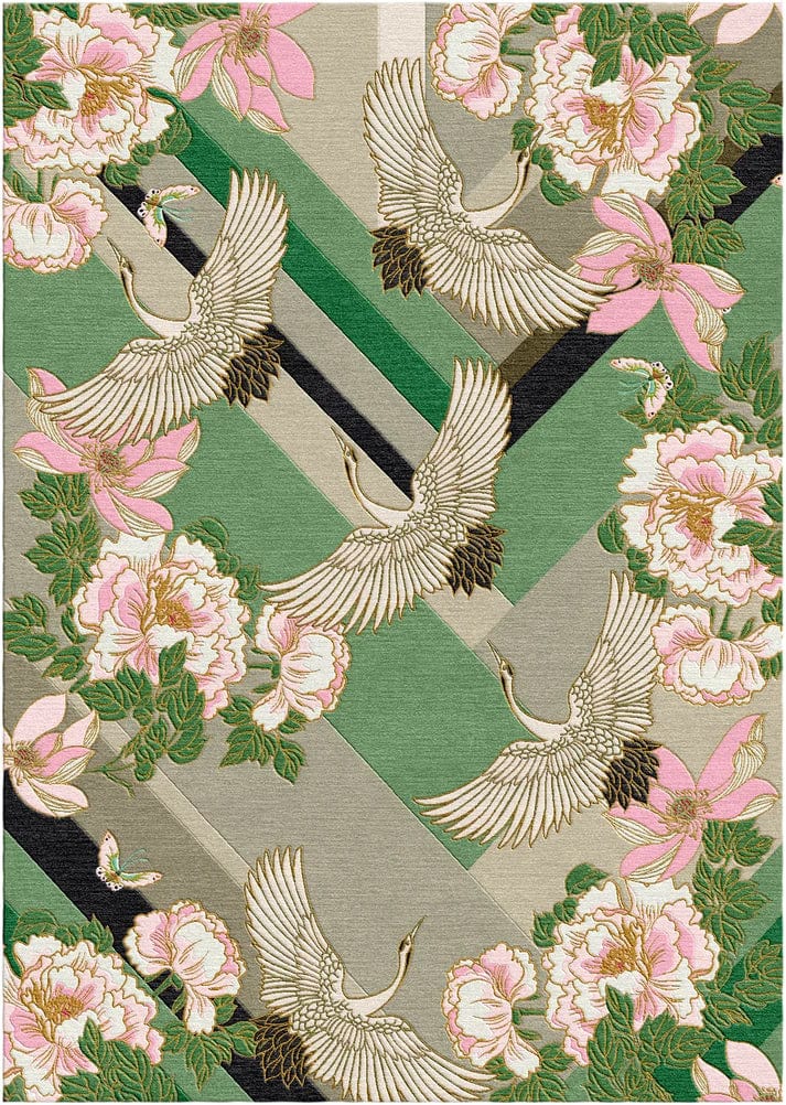 Vogue Deco Hand Tufted Rug PRE ORDER Green Bird Rugs