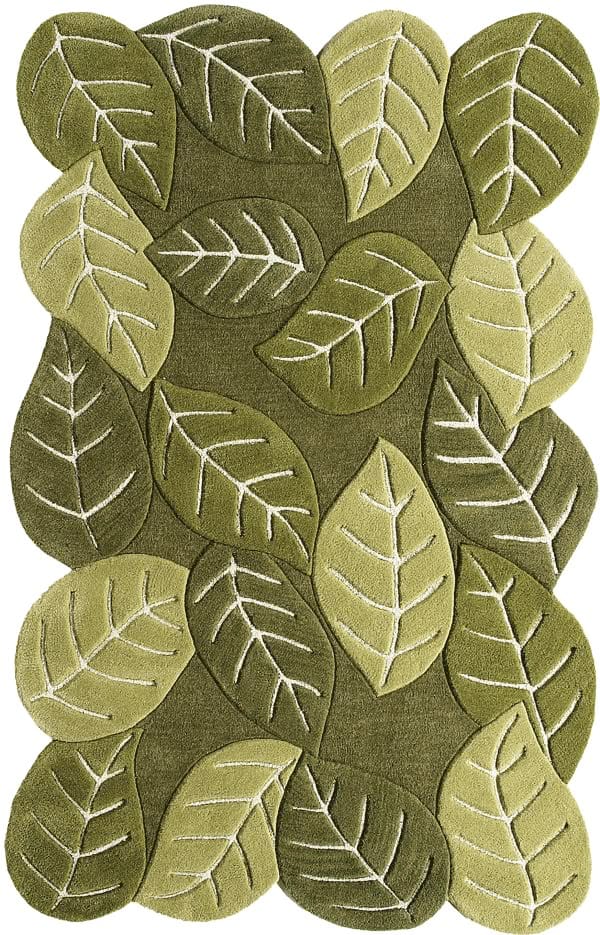 Modern Floral Green Hand Tufted Area Rug Soft Wool Carpet For Living Room Bedroom