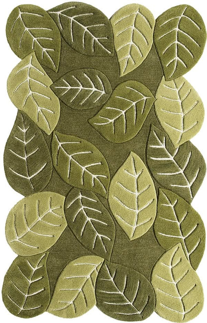 Modern Floral Green Hand Tufted Area Rug Soft Wool Carpet For Living Room Bedroom