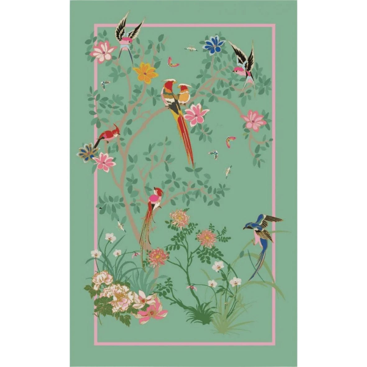 Birdsong Jade Green 5x8 6x9 Hand Made to Rug