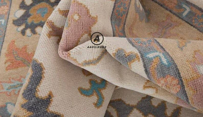 10X14 Beige and Pink Oushak rug muted multi size 8x10/9x12/10x14 Hand-knotted Vintage Oushak Wool Area Rug for Living Room, Dining room.