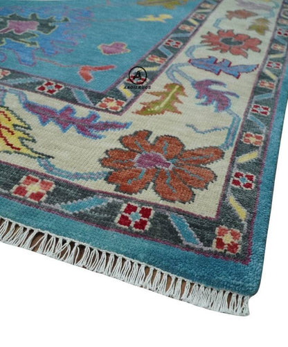 Modern Oushak Rug 7x10 Turkish Oushak Rug/ Hand-Knotted Wool Rug/ Multicolor Contemporary Rug/ Natural dyes/ Girls Room Rug/ Wedding Room rug