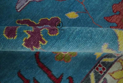 Modern Oushak Rug 7x10 Turkish Oushak Rug/ Hand-Knotted Wool Rug/ Multicolor Contemporary Rug/ Natural dyes/ Girls Room Rug/ Wedding Room rug